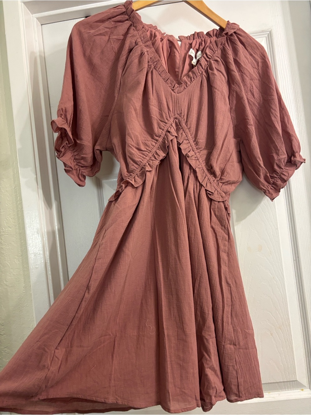 Free the Roses Dusty Rose Ruffle Front Dress - Picture 4 of 5